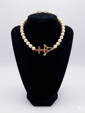 kate spade faux pearl necklace with gold tone anchor 16 inch with extender